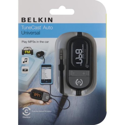 Belkin TuneCast Auto, FM-sändare med 3,5mm-kontakt, ClearScan, LCD - Svart