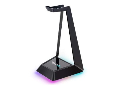 Fourze Headset Stand med QI-laddare och 3-port USB-hubb, RGB#1
