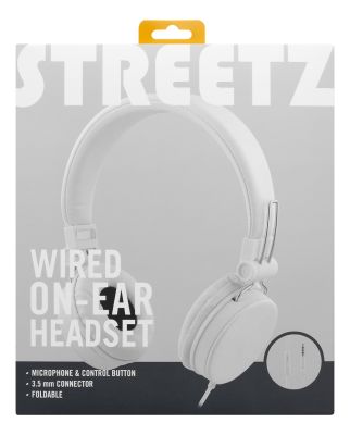 Streetz HL-W200 headset, 3,5mm, vikbara, 1,5m - Vit#5