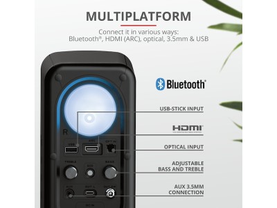 Trust GXT635 RUMAX RGB, 2.1 stereo, 20W + 2x10W RMS, USB/Bluetooth/HDMI, digital/analog, fjärrkontroll - Svart#7