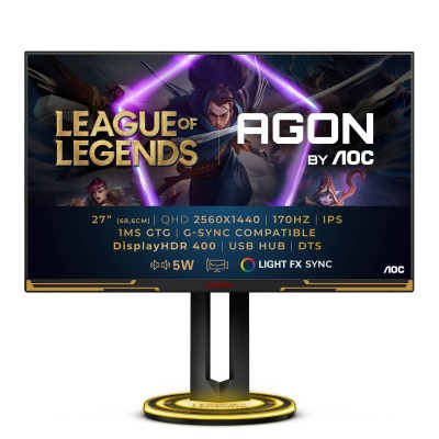 27" AOC AG275QXL League of Legends Edition, IPS 2560x1440, 1 ms, 170Hz G-Sync, HDR400, höjdjusterbar, pivot, 2xHDMI/DP, högtalare, USB 3.2-hubb#1
