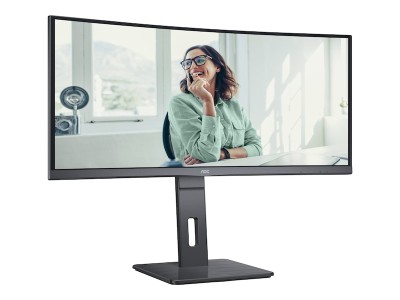 34" AOC CU34P3CV, Curved VA 3440x1440, 4 ms, 100Hz, 1500R, höjdjusterbar, HDMI/DP/USB-C 65W, LAN, högtalare, USB 3.2-hubb#2