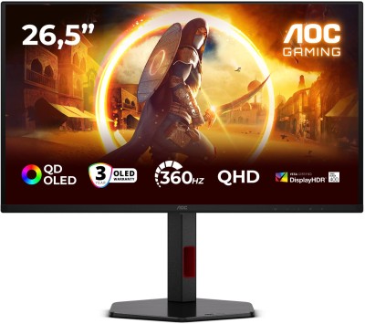 26.5" AOC Q27G4SDR, QD OLED 4K/3840x2160, 0.03 ms, 360Hz G-Sync, höjdjusterbar, pivot, 2xHDMI/DP, USB 3.2-hubb#2