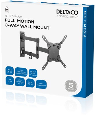 Väggfäste Deltaco ARM-459 för TV/skärm, 15"-40", max 20kg, 3 leder - Svart#3