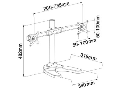 Bordsstativ iiglo MS200, för 2 x 13-27" (max 10kg/skärm), VESA 75/100, lutning/vridning#9