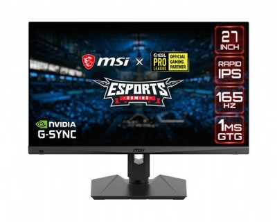 27" MSI Optix MAG274QRF-QD, IPS 2560x1440, 1 ms, 165Hz G-Sync, höjdjusterbar, pivot, 2xHDMI/DP/USB-C 15W, USB-hubb