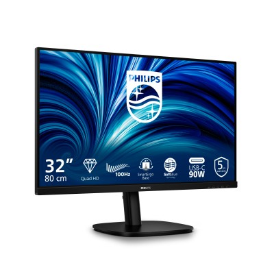31.5" Philips 32B2U3601/00, IPS 2560x1440, 4 ms, 100Hz, höjdjusterbar, pivot, 2xHDMI/DP/USB-C 90W, högtalare, USB 3.2-hubb, 5 års garanti