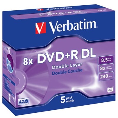 DVD+R media Verbatim Double Layer 8.5 GB 8X, 5-pack jewel case
