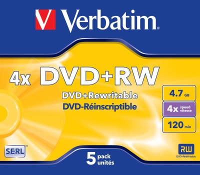 DVD+RW media Verbatim 4.7 GB 4X, 5-pack, jewel case
