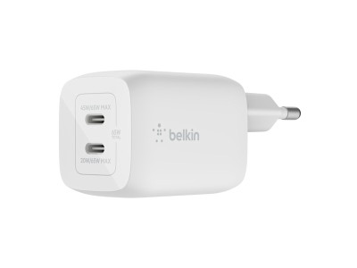 AC-adapter Belkin Boost Charge Pro 65W, Dual USB-C GaN Wall Charger med PPS