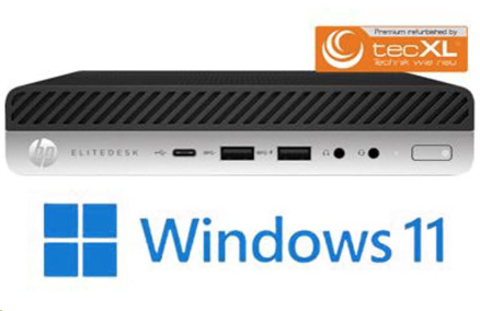 HP EliteDesk 800 G4 Mini, Intel Core i5-8500T, 16 GB, 512 GB SSD, Win11 Pro, Refurbished Grade A, 2 års garanti