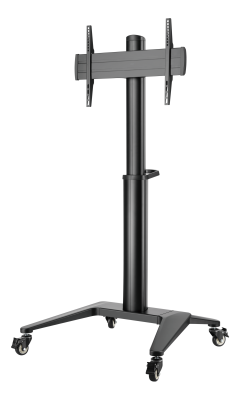 Golvstativ Deltaco OFFICE Höjdjusterbar skärmvagn i aluminium med svängbara hjul, 37-70", max 70 kg - Svart
