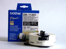 Brother DK-11201, Adressetikett, 29x90mm, 400 st, Svart på vit, termiskt papper