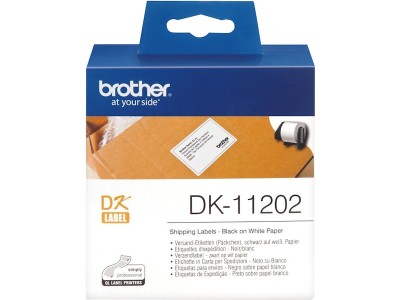 Brother DK-11202, Adressetikett, 62x100mm, 300 st, Svart på vit, termiskt papper