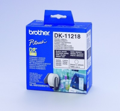 Brother DK-11218, rund etikett ø24mm, vit, 1000 st
