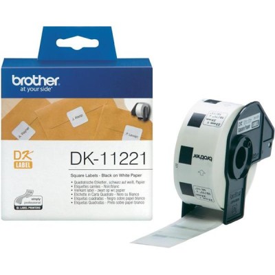 Brother DK-11221, etikett 23x23mm, 1000 st, svart på vit, termiskt papper