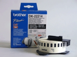 Brother DK22214, Löpande Papperstape 12mm x 30,5 meter, vit, termiskt papper