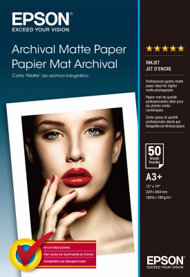 Epson Archival Matte Paper A3+/330x483mm, 50 ark, 192g/m2