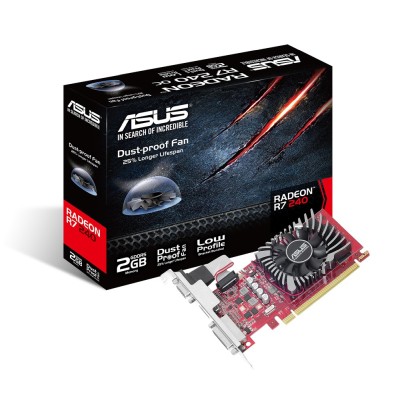 Asus AMD Radeon R7 240 2 GB GDDR5, VGA/DVI/HDMI, Low Profile