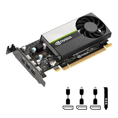 PNY Quadro T400, 4 GB GDDR6, Low Profile, 3xminiDP