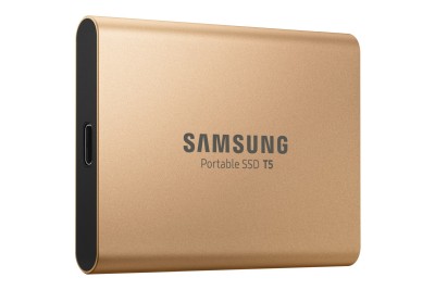500 GB Samsung Portable SSD T5, USB-C 3.1, inkl. adapter för Typ A - Guld