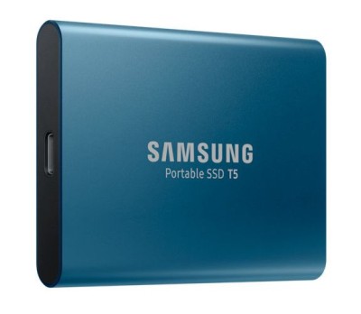 500 GB Samsung Portable SSD T5, USB-C 3.1, inkl. adapter för Typ A - Blå