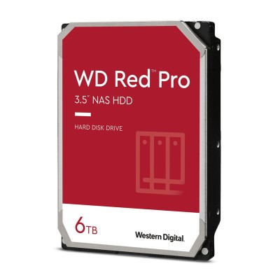 6 TB WD Red Pro, 7200 rpm, 256 MB cache SATA3, optimerad för NAS med 24/7 drift