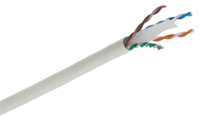 TP-kabel U/UTP, Cat.6 installationskabel, rulle 100 meter - Vit
