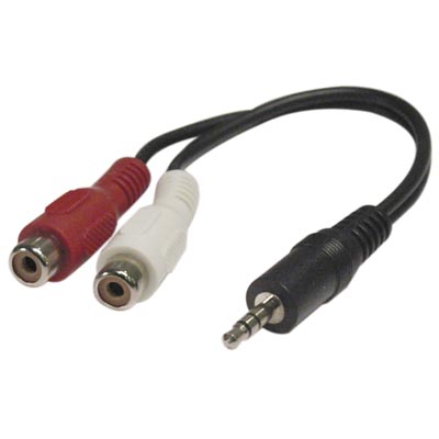 Adapter 3,5 mm hane till 2xRCA hona, 10 cm