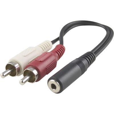 Adapter 3,5 mm hona till 2xRCA hane, 10 cm