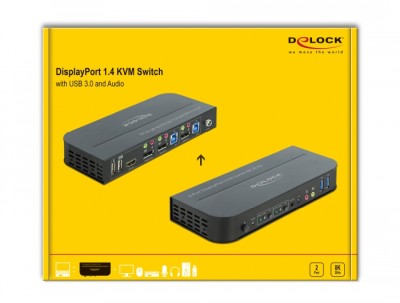 Systemswitch DeLock 11482, 2-vägs KVM, DisplayPort 1.4, 8K@30Hz / 4K@120Hz, USB 3.0, ljud#4