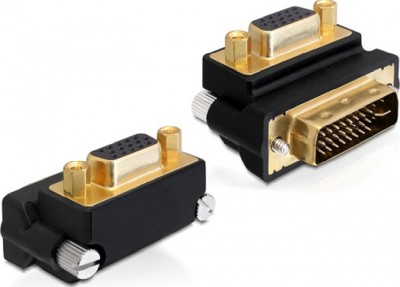 Adapter DVI-I hane till VGA hona, vinklad, DeLOCK