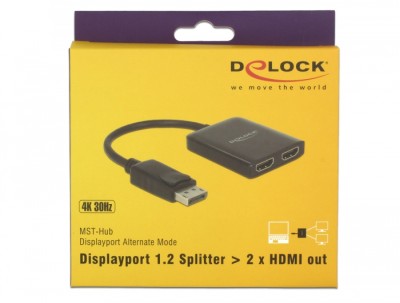 Splitter DeLOCK 1 x Displayport in > 2 x HDMI ut 4K@30Hz, DP 1.2#2