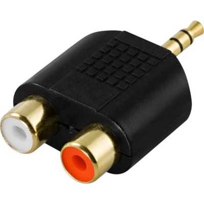 Adapter Y-split 3,5 mm hane till 2xRCA hona
