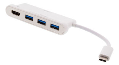 Multi-adapter Deltaco, USB-C till 3xUSB 3.1/HDMI 4k@30Hz - Vit#1