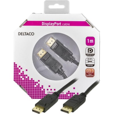 DisplayPort-kabel, DP 1.2, 4K@60Hz, 1 meter - Svart