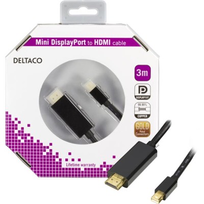 Mini DisplayPort till HDMI-kabel, 3 meter - Svart