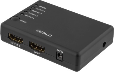 HDMI-splitter Deltaco PRIME, aktiv 1 till 4, HDMI v1.4, UHD 4k/Full HD 3D