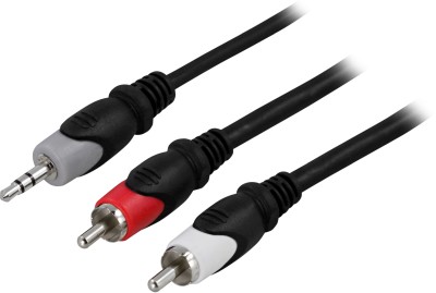 Ljudkabel 3,5 mm stereo till 2xRCA, 1 meter - Svart