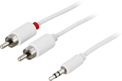 Ljudkabel 3,5 mm stereo till 2xRCA, 10 meter - Vit