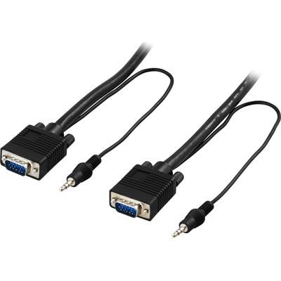 VGA-kablage dubbelskärmat HD15 ha-ha, 10 m, med 3,5mm ljud