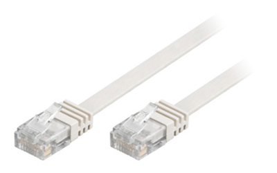 Nätverkskabel oskärmad Cat6, flat, 1,5mm tjock, 7 meter - Vit
