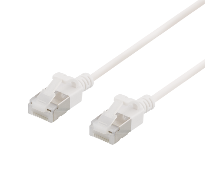 Nätverkskabel oskärmad Cat6a, slim, 3,8mm i diameter, 5 meter - Vit