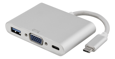 Multi-adapter USB-C till VGA/USB 3.0/USB-C port för laddning - Silver