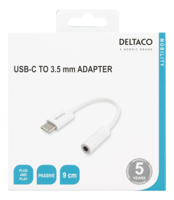 Adapter Deltaco USB-C till 3,5mm, passiv - Vit#4