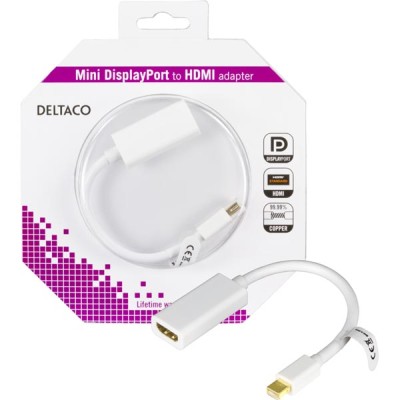 Adapter Mini DisplayPort till HDMI, 3D, 0,2 meter - Vit