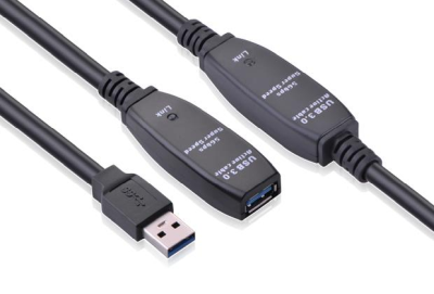 USB 3.0-förlängningskabel Elivi, Typ A, aktiv, 15 meter - Svart