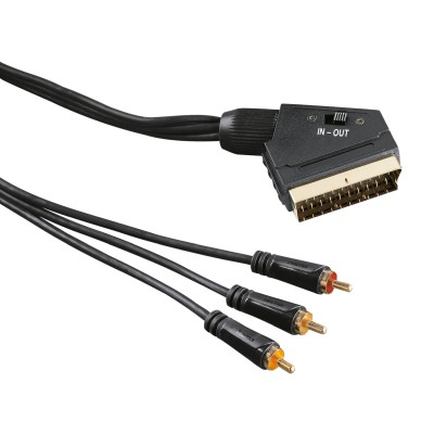 Kabel HAMA SCART till 3xRCA, omkopplingsbar in/ut, 1,5m