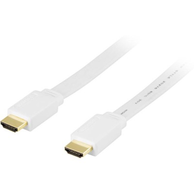 HDMI-kabel, 4K/3D, flat, 0,5 meter - Vit