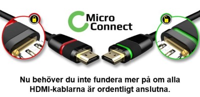 HDMI-kabel MicroConnect Pro, 4K/3D, låsbar, 0,5 meter - Svart